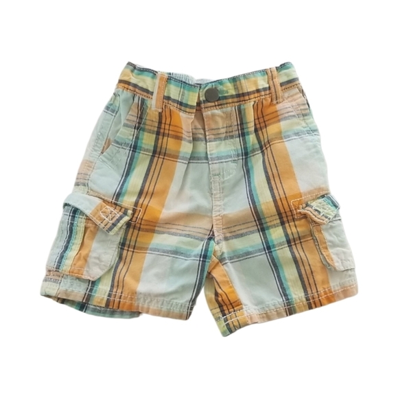 Orange Plaid Cargo Shorts - Picture 1 of 4
